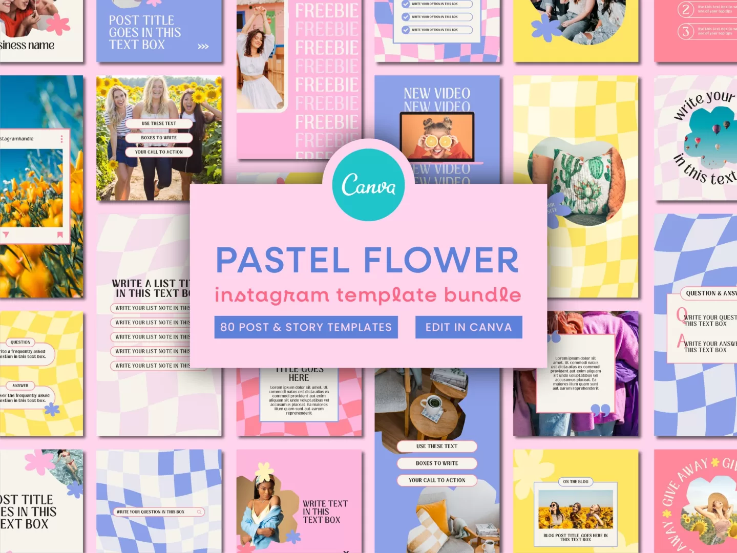 Pastel Flower Instagram Template Bundle