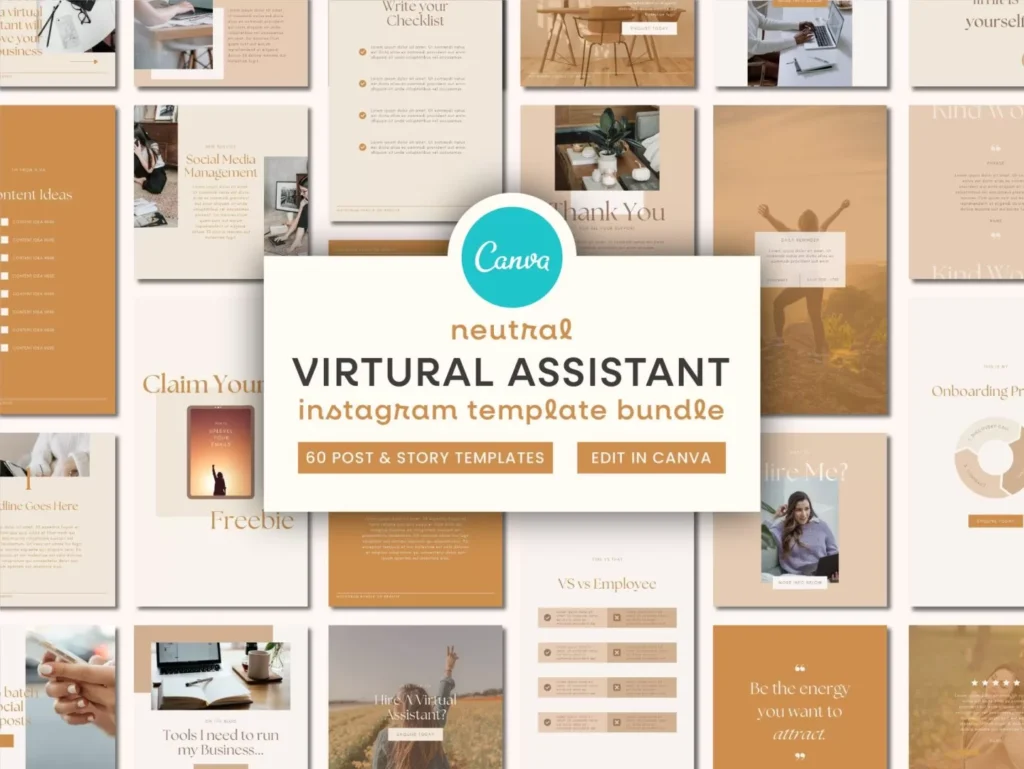 Neutral Virtual Assistant Instagram Template Bundle 1