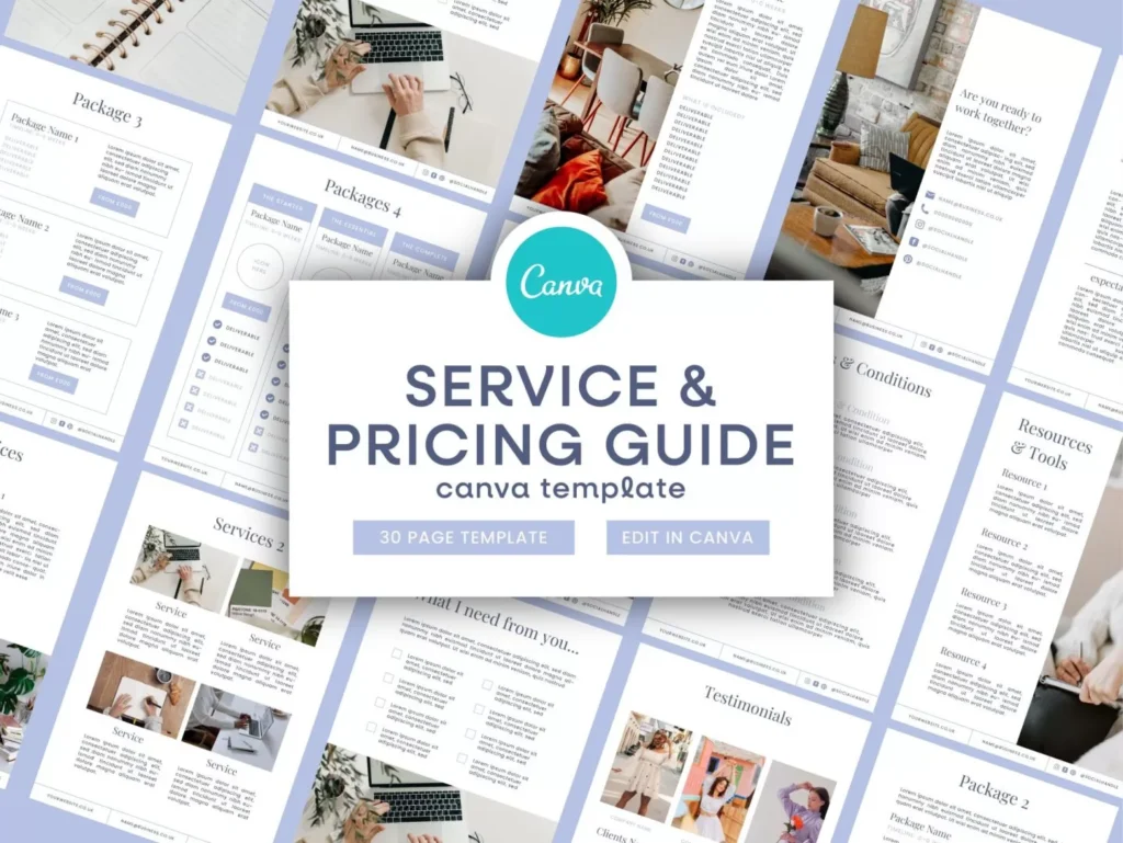 Blue Service & Pricing Guide Canva Template 1