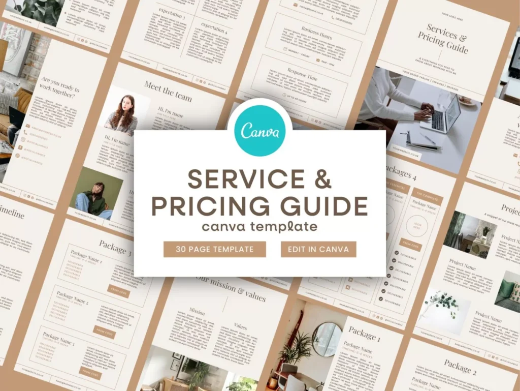 Brown Service & Pricing Guide Canva Template 1