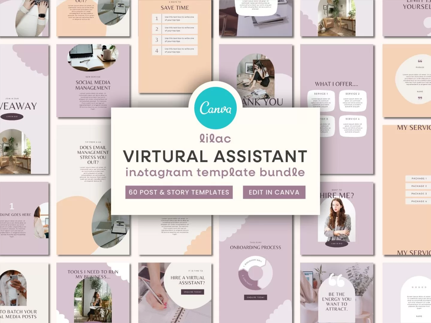 Lilac Virtual Assistant Instagram Template Bundle 1