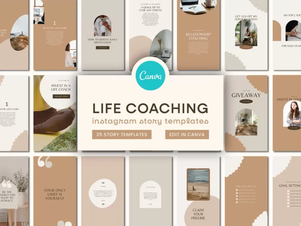 Neutral Life Coaching Instagram Templates Stories 1