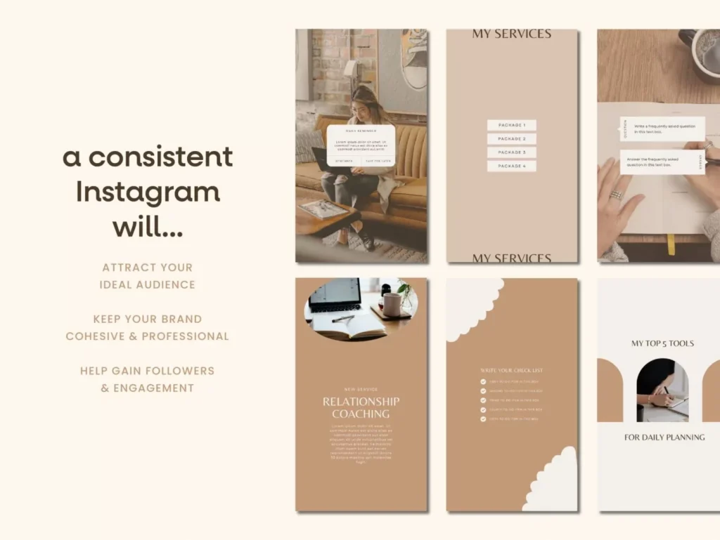 Neutral Life Coaching Instagram Templates Stories 2