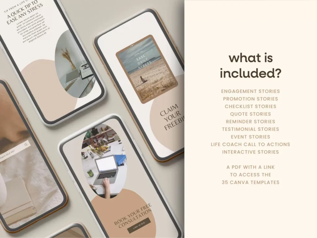 Neutral Life Coaching Instagram Templates Stories 3