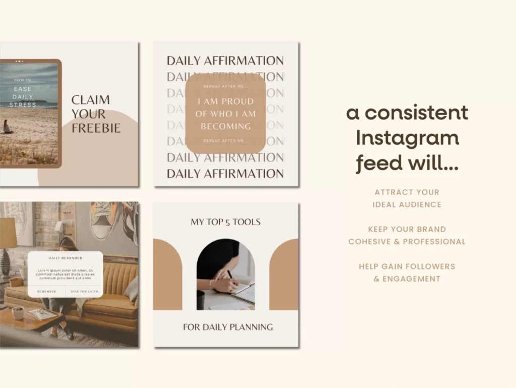 Neutral Life Coaching Instagram Templates Posts 2