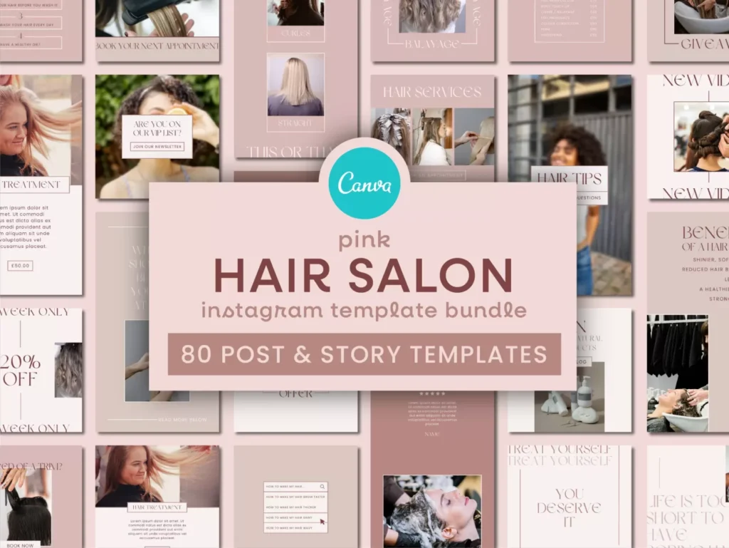 Pink Hair Salon Instagram Template Bundle 1