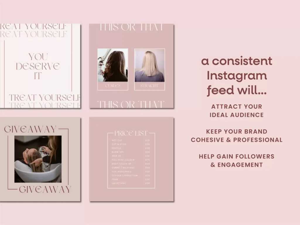 Pink Hair Salon Instagram Template Posts 6