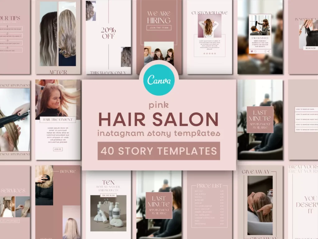 Pink Hair Salon Instagram Template Stories 1