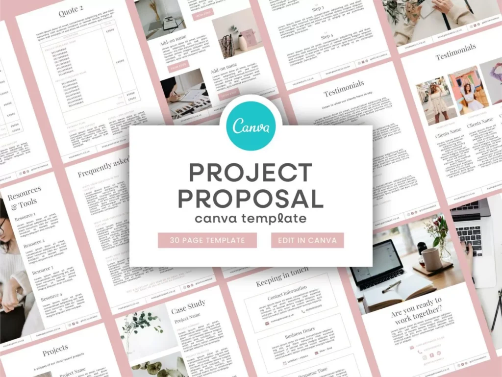 Pink Project Proposal Canva Template 1