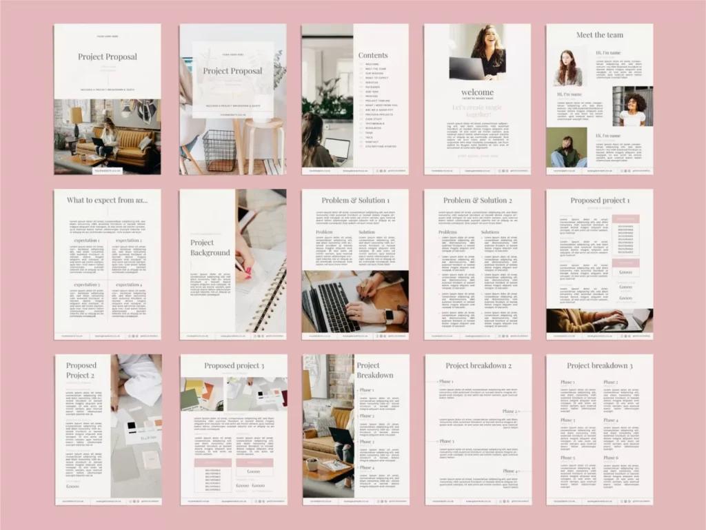 Pink Project Proposal Canva Template 3