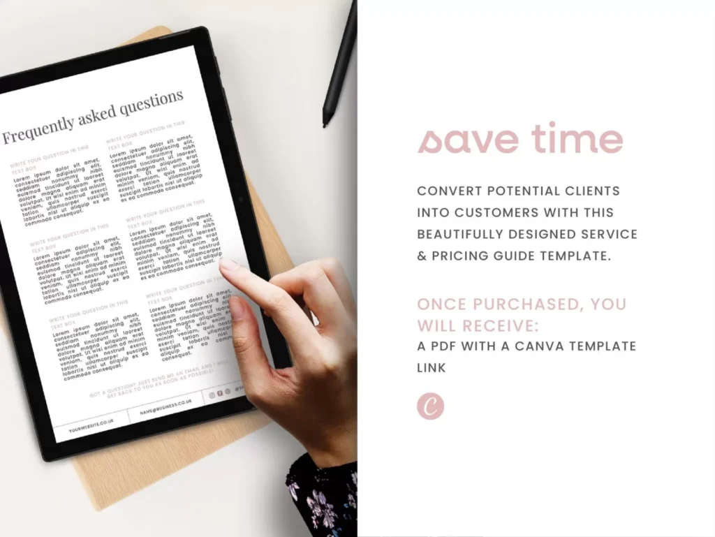 Pink Service & Pricing Guide Canva Template 7
