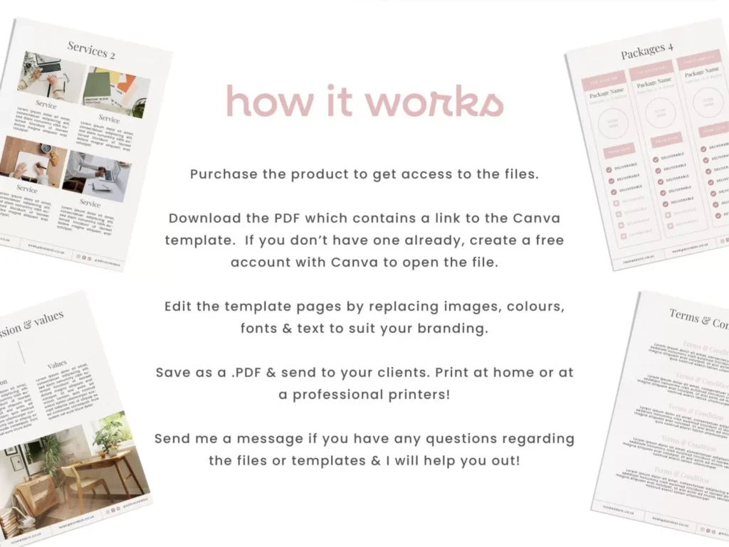 Pink Service & Pricing Guide Canva Template 5