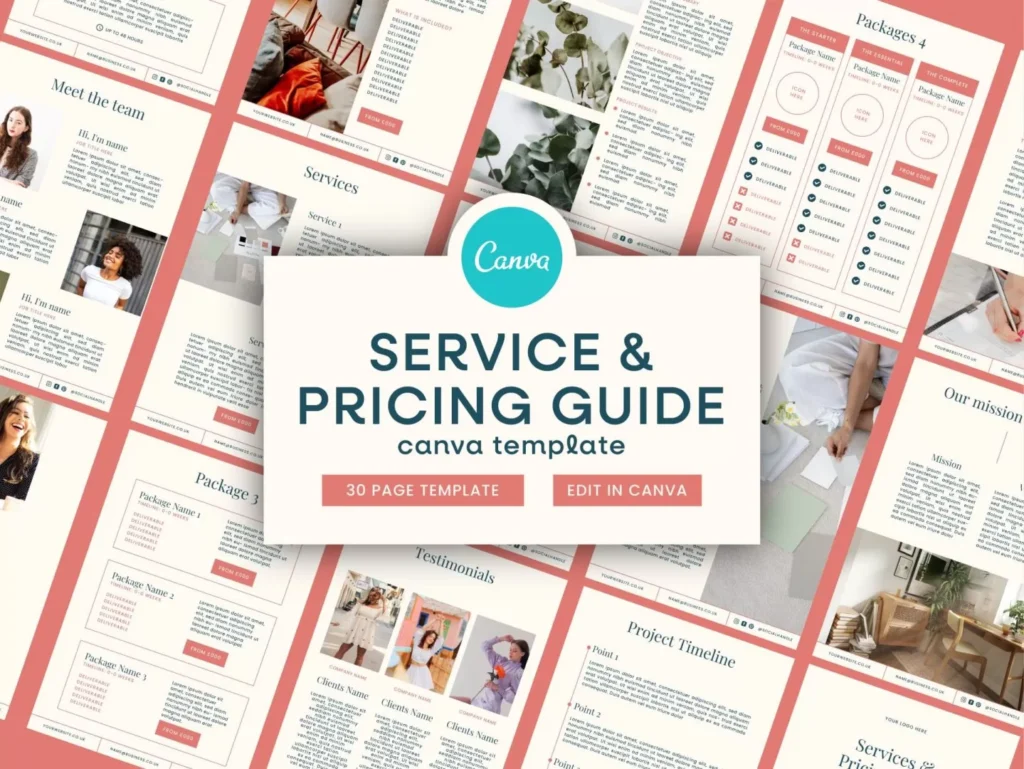 Coral Service & Pricing Guide Canva Template 1