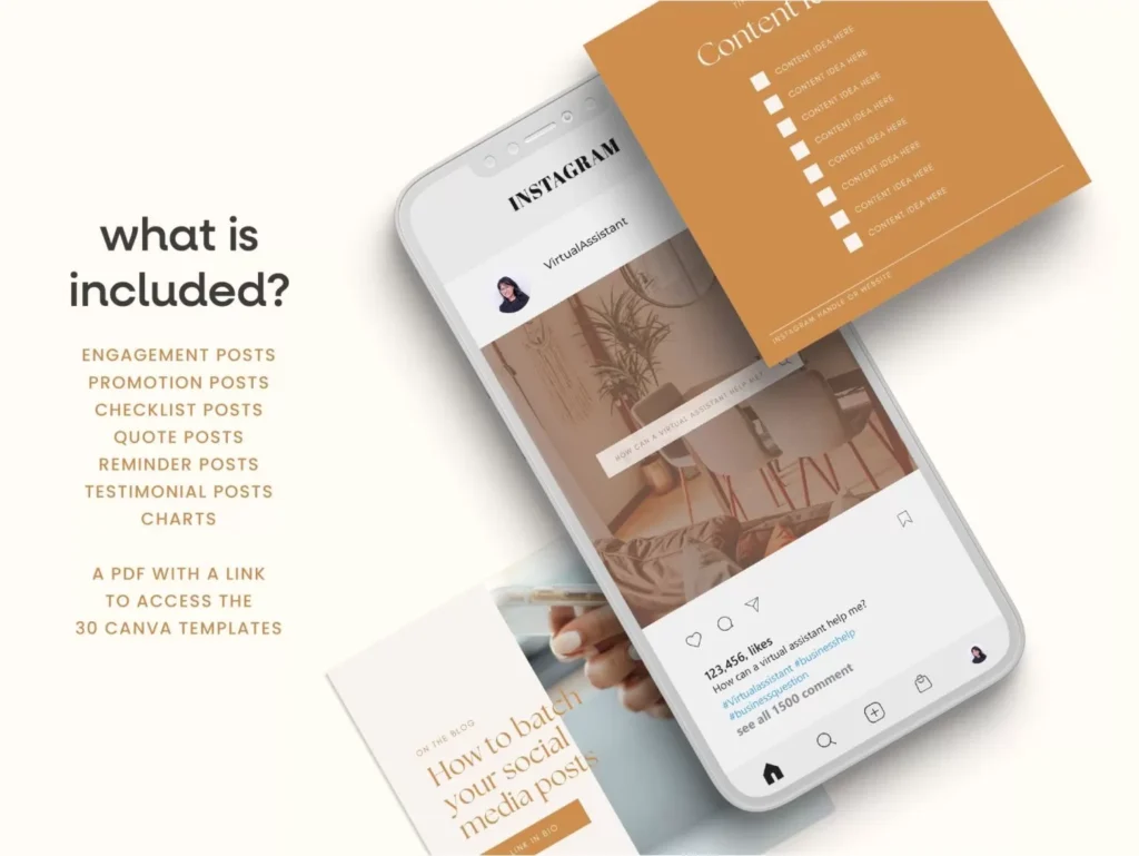 Neutral Virtual Assistant Instagram Template Posts 3