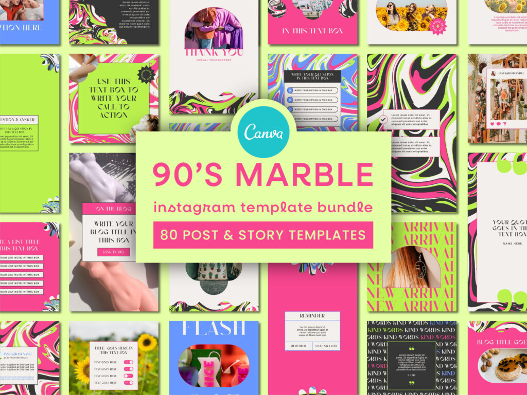 90s Marble 80 Instagram Template Bundle 1