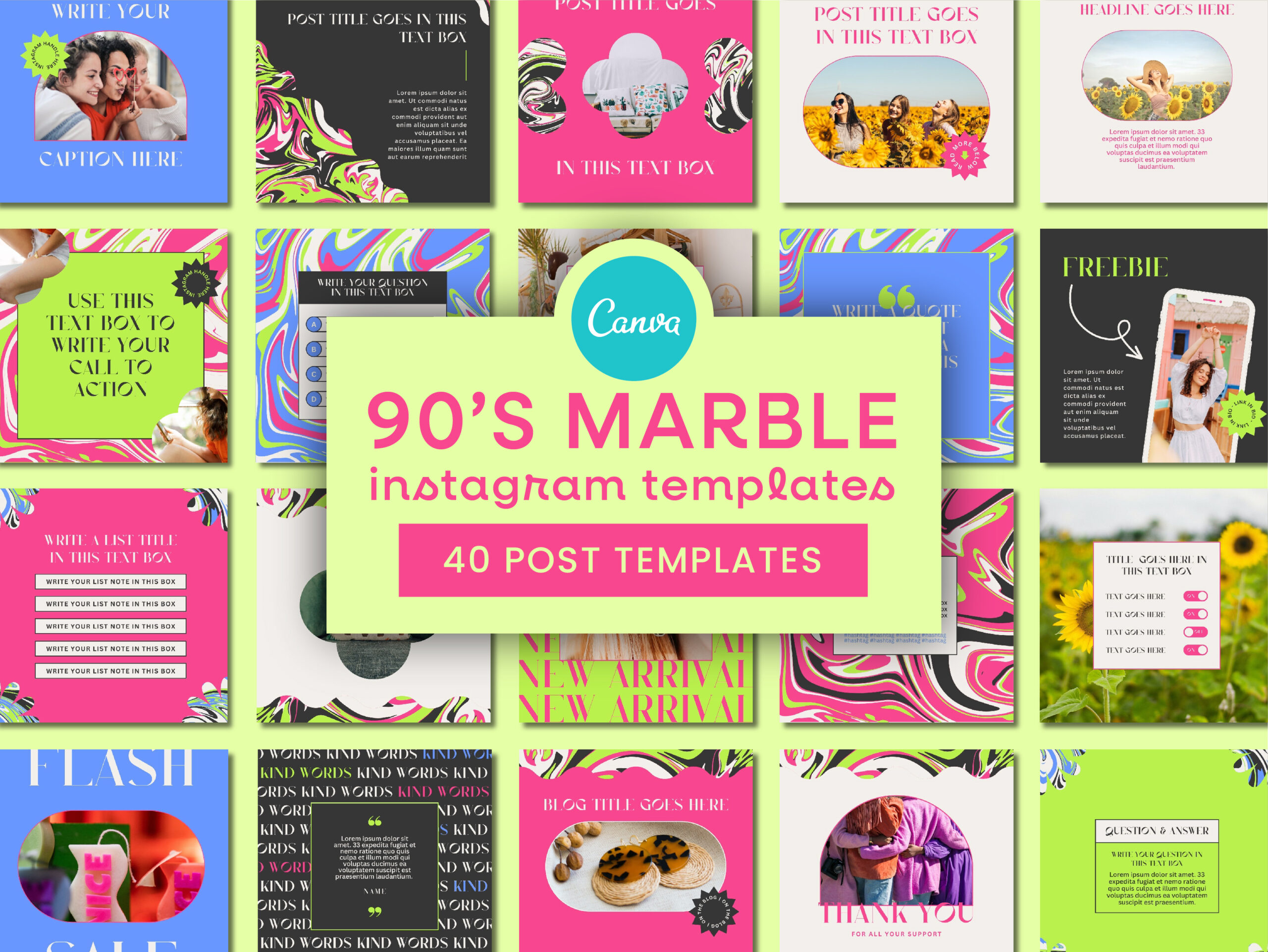 90s Marble 80 Instagram Post Templates 1