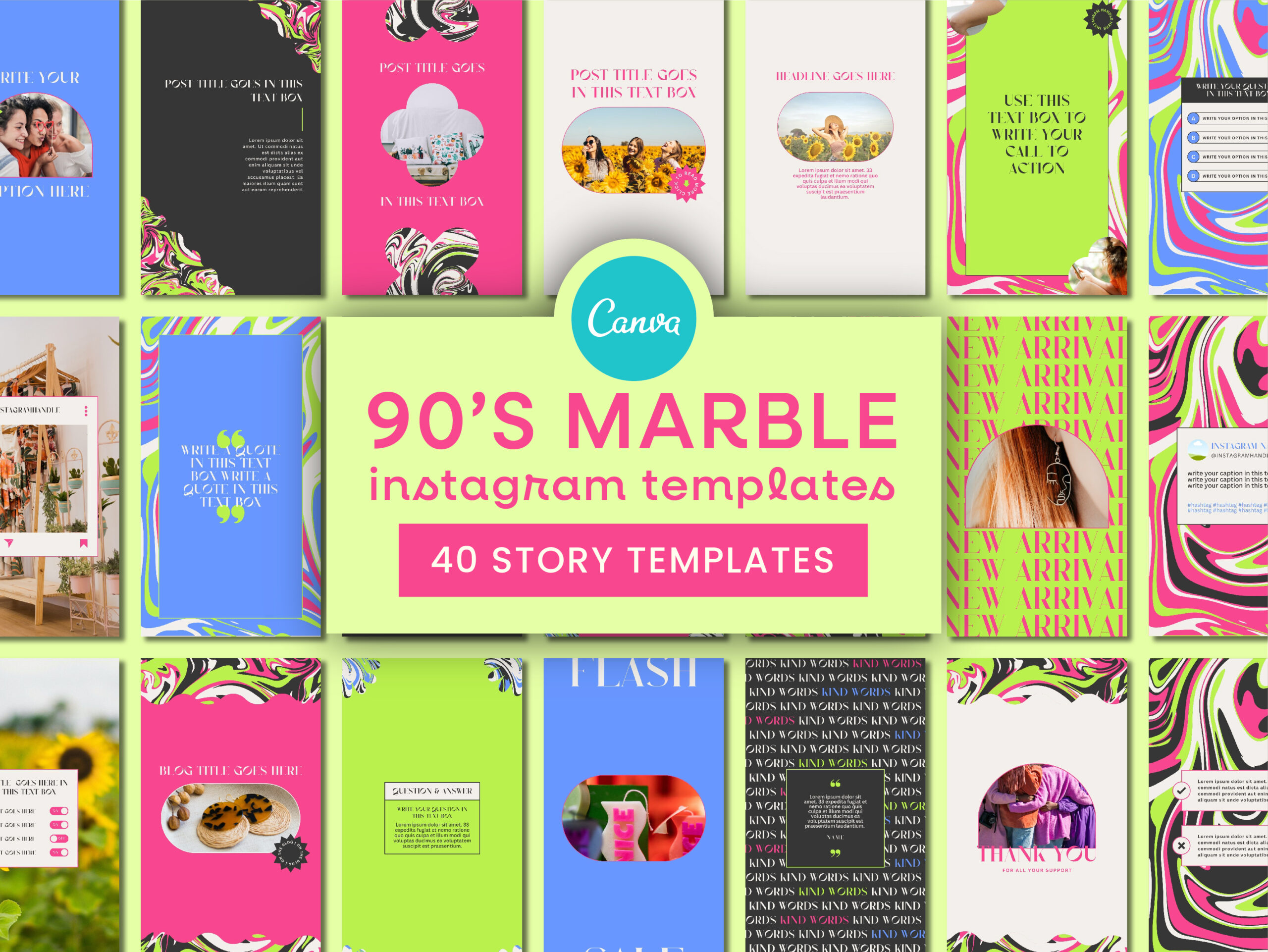 90s Marble 80 Instagram Story Templates 1